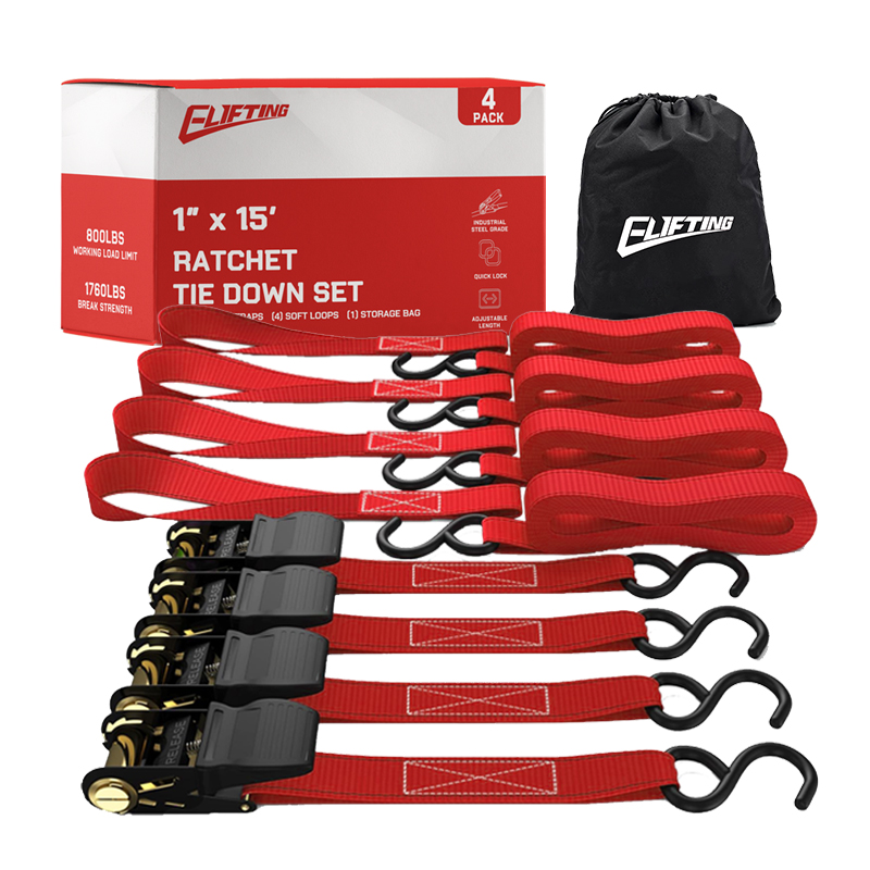 1 ″ x 15 ″ Ratchet Tie-Down Set （4-Pack）